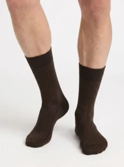 Chaussettes homme coton marron bois La Mode