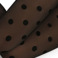 Collant chaud effet transparent noir à Pois Thermo