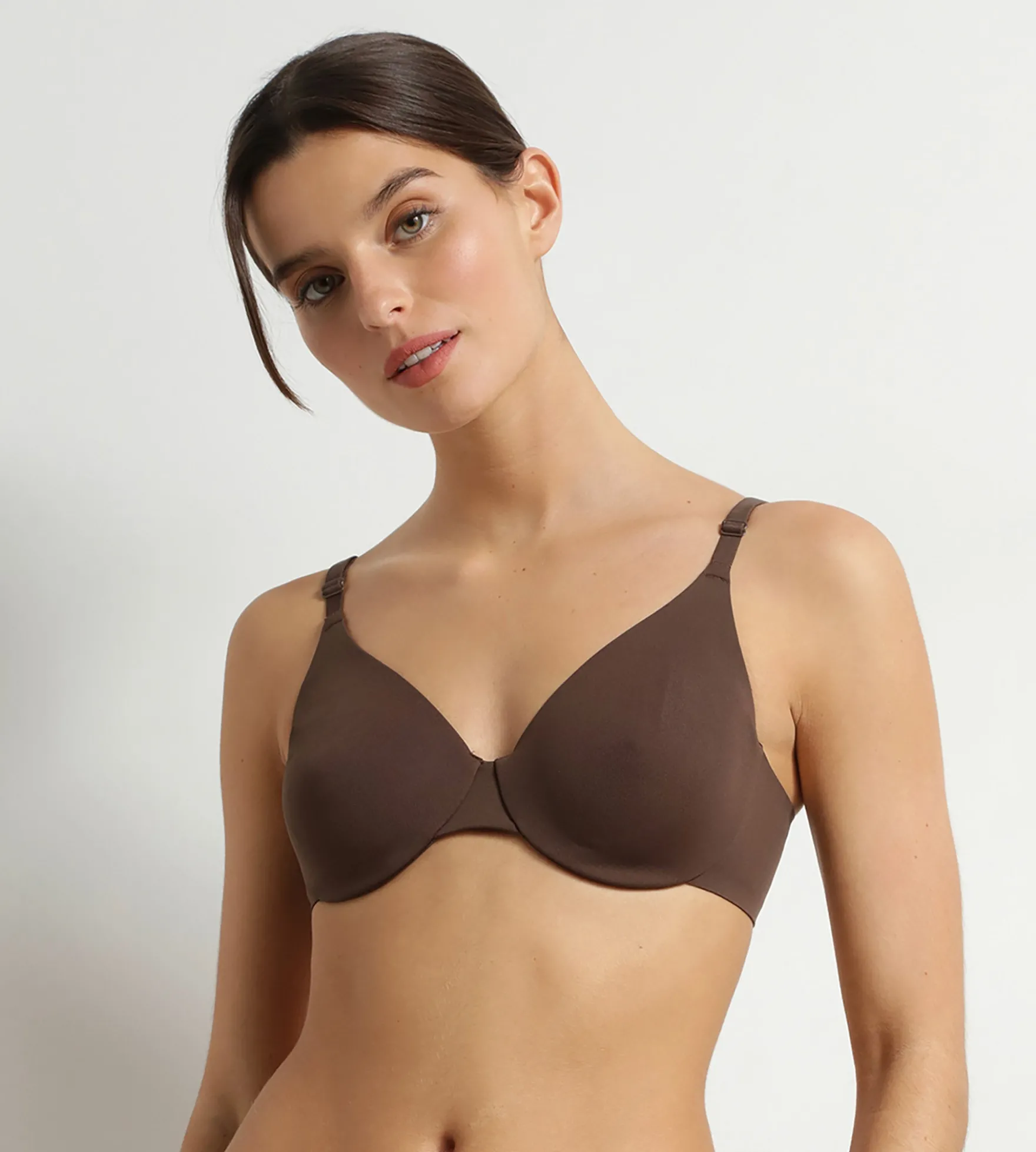 Soutien-gorge à armatures en microfibre Marron Dim Invisible