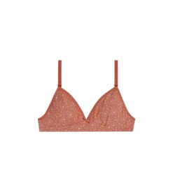 Soutien-gorge fille coton stretch Ocre à fleurs Les Pockets